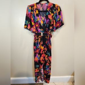 Boho Colorful Asymmetrical Dress with belt